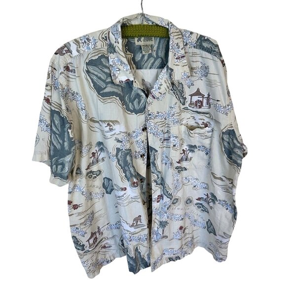 Vtg Haband Mens 2X Cotton Hawaiian Button Down Shirt Soft Surfer Beach - Picture 1 of 5